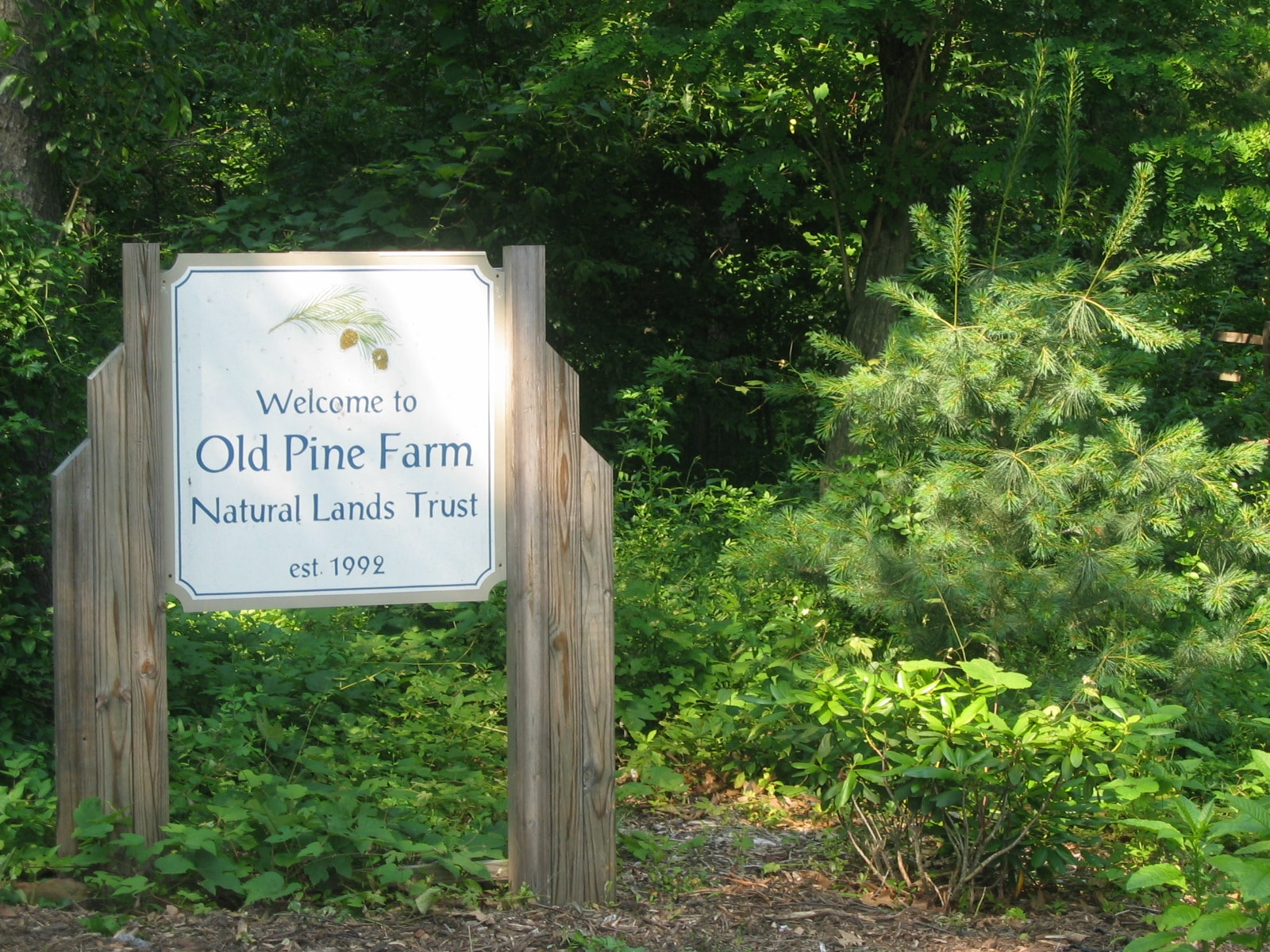 Welcome to Old Pine Farm Natural Lands Trust sign